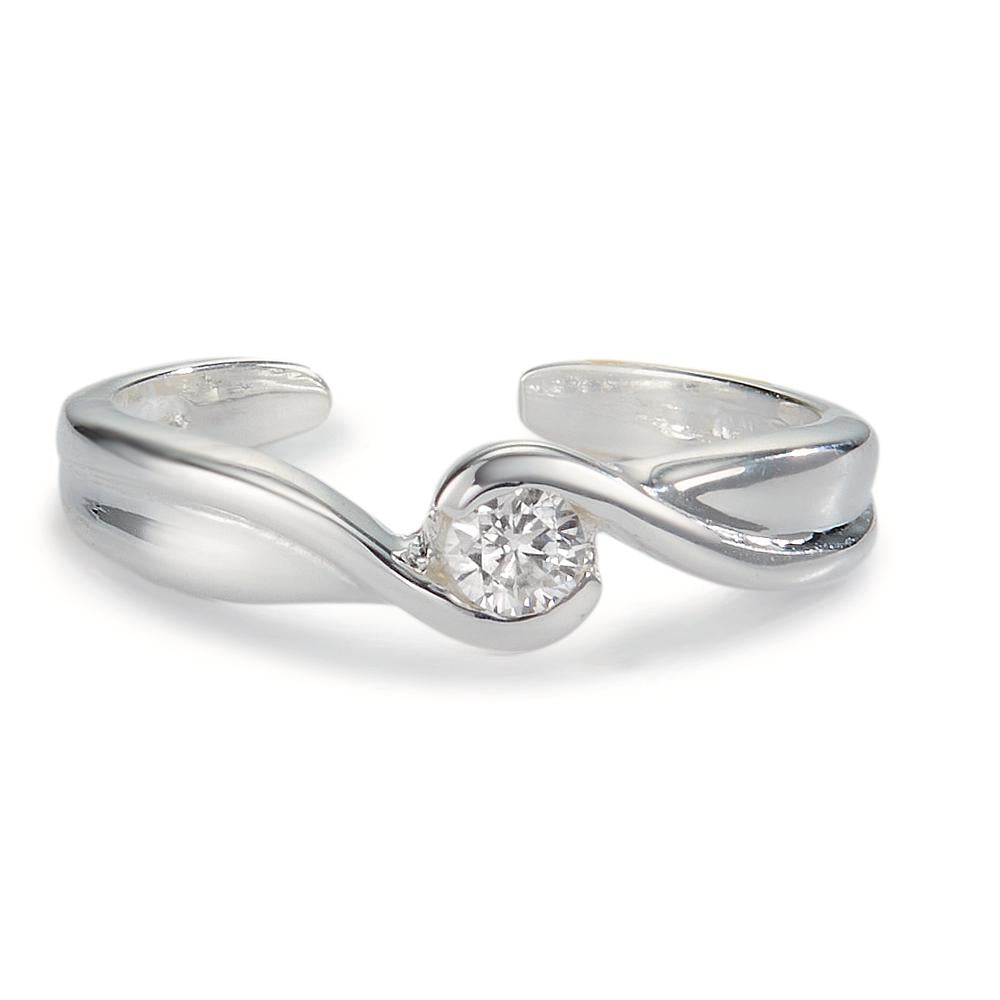 Toe Ring Silver Zirconia