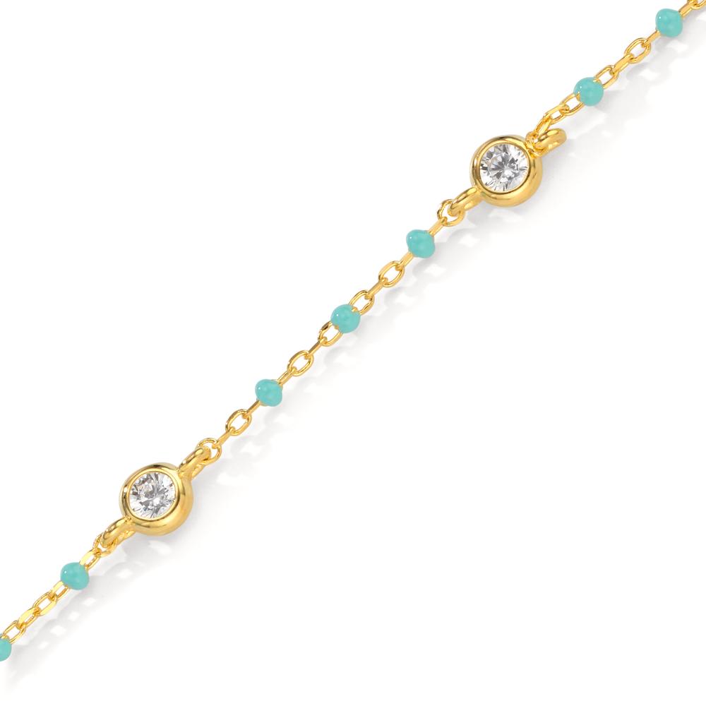 Bracelet Silver Zirconia 5 Stones Gold plated 16-19 cm