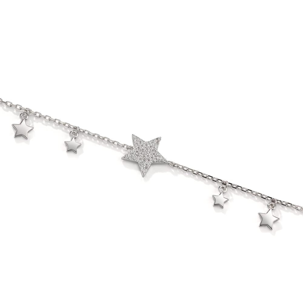 Bracelet Silver Zirconia Rhodium plated Star 16-19 cm