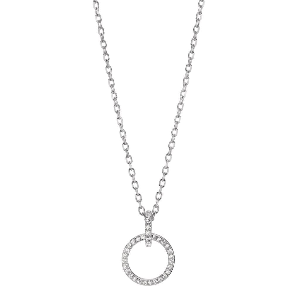 Necklace with pendant Silver Zirconia Rhodium plated 40-45 cm