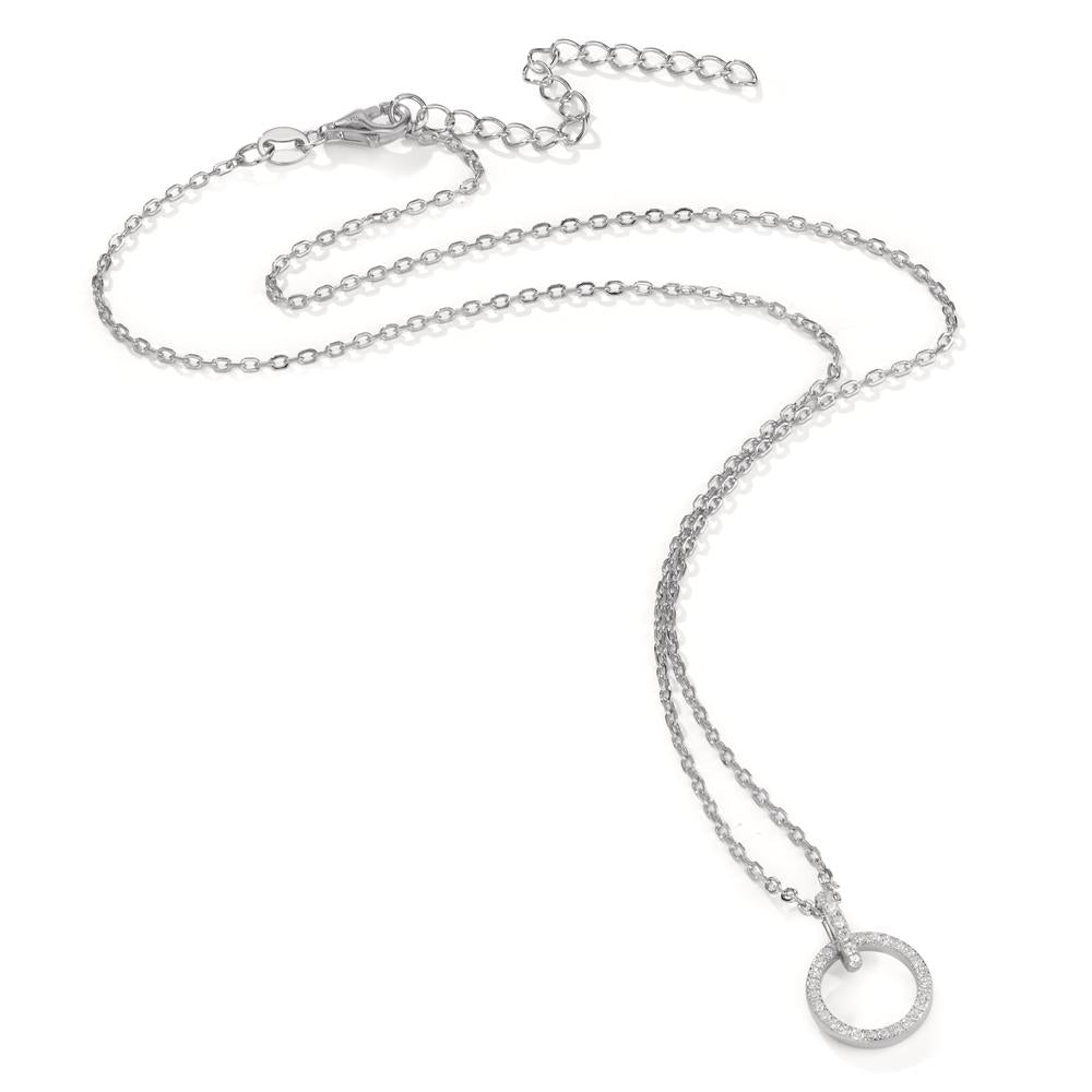 Necklace with pendant Silver Zirconia Rhodium plated 40-45 cm