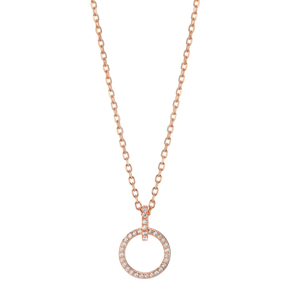 Necklace with pendant Silver Zirconia Rose Gold plated 40 cm