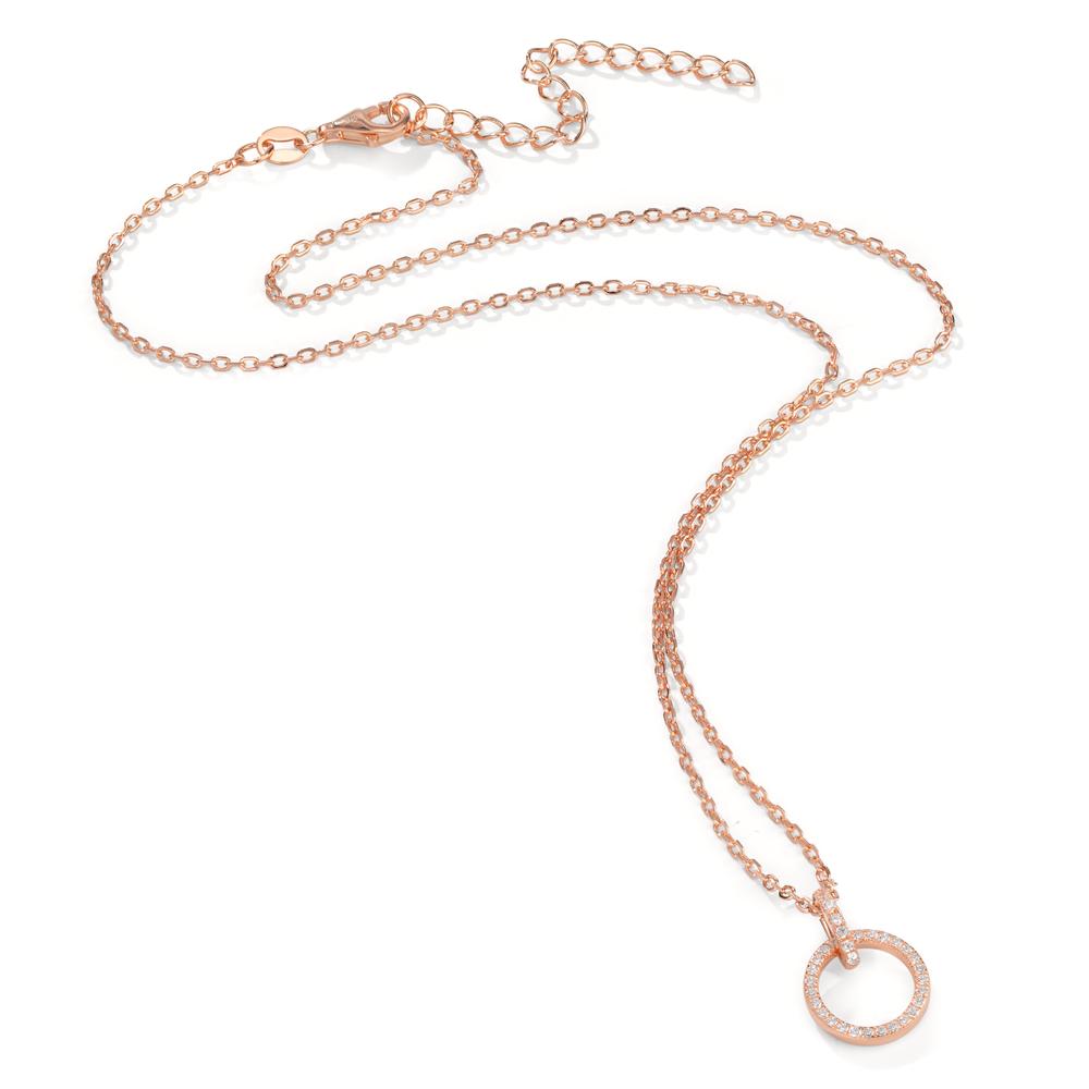 Necklace with pendant Silver Zirconia Rose Gold plated 40 cm