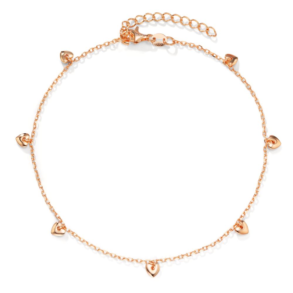 Anklet Silver Rose Gold plated Heart 23-27 cm