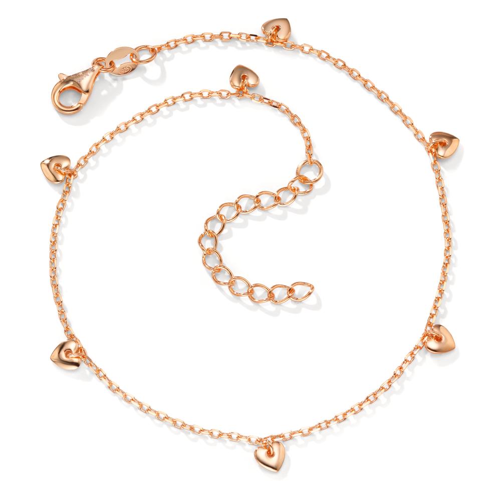 Anklet Silver Rose Gold plated Heart 23-27 cm