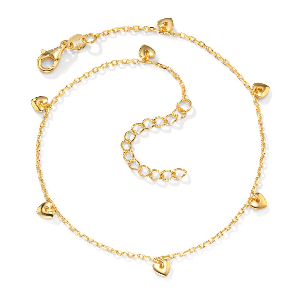 Anklet Silver Yellow Gold plated Heart 23-27 cm