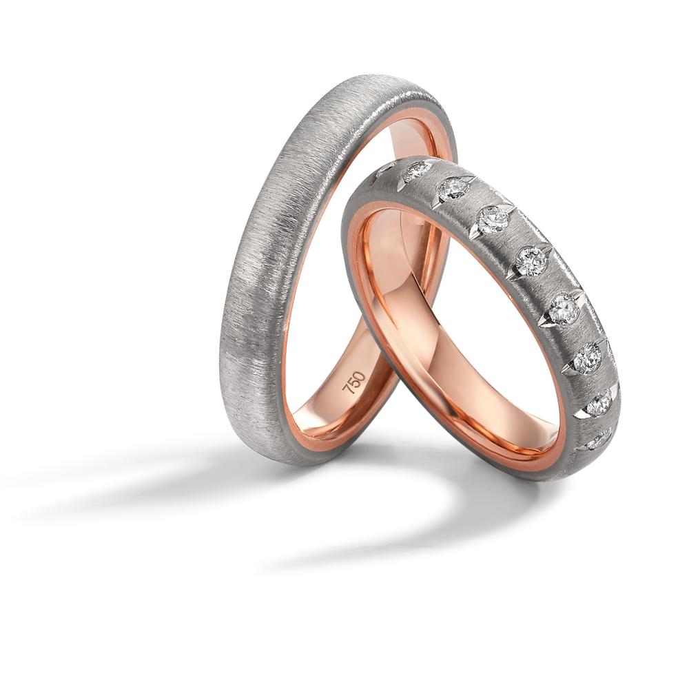 Wedding Ring Zirconium, 18k Red Gold