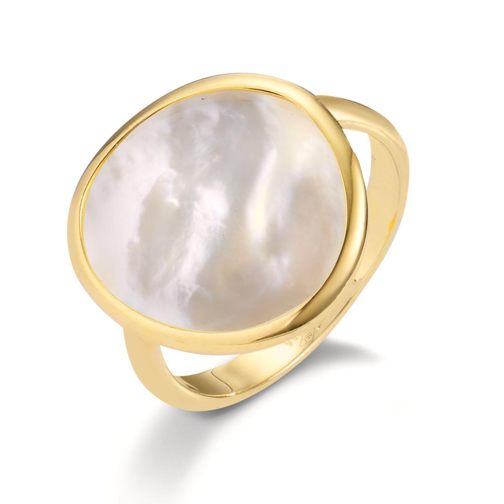 Ring 18k Yellow Gold Mother of pearl Ø16 mm