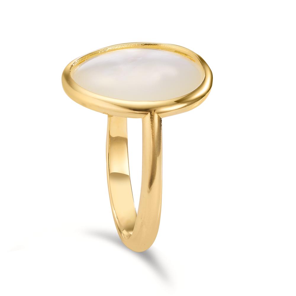 Ring 18k Yellow Gold Mother of pearl Ø16 mm