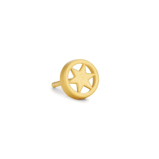 Single stud earring 18k Yellow Gold Star Ø6 mm