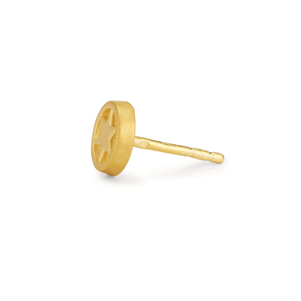 Single stud earring 18k Yellow Gold Star Ø6 mm