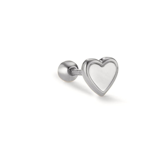 Piercing Silver Rhodium plated Mother of pearl Heart Ø5.3 mm