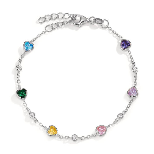 Bracelet Silver Zirconia Colorful, 11 Stones Rhodium plated 16-19 cm