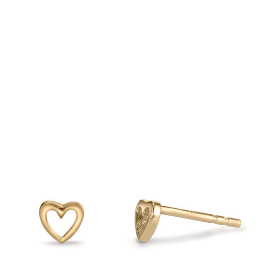 Stud earrings Silver Yellow Gold plated Heart Ø5.5 mm