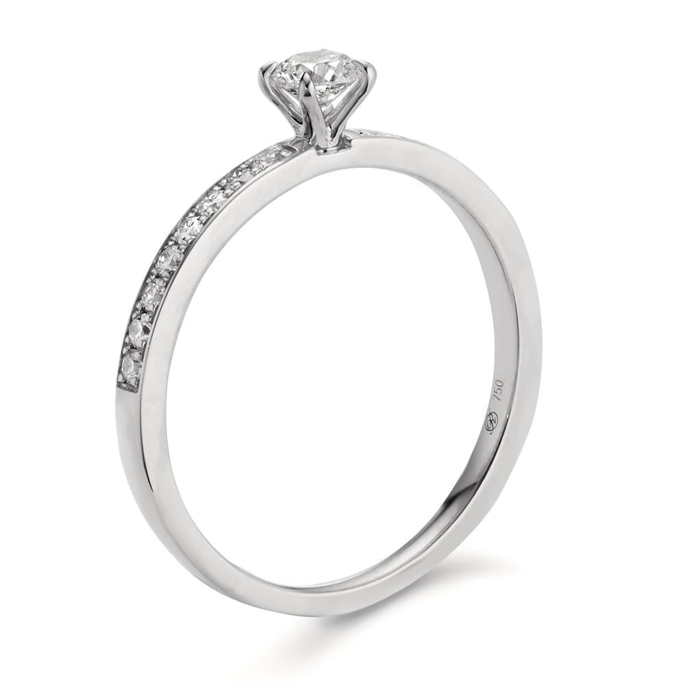 Solitaire ring Platinum 950 Diamond 0.34 ct, 17 Stones, w-si