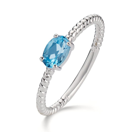 Ring 9k White Gold Topaz Blue