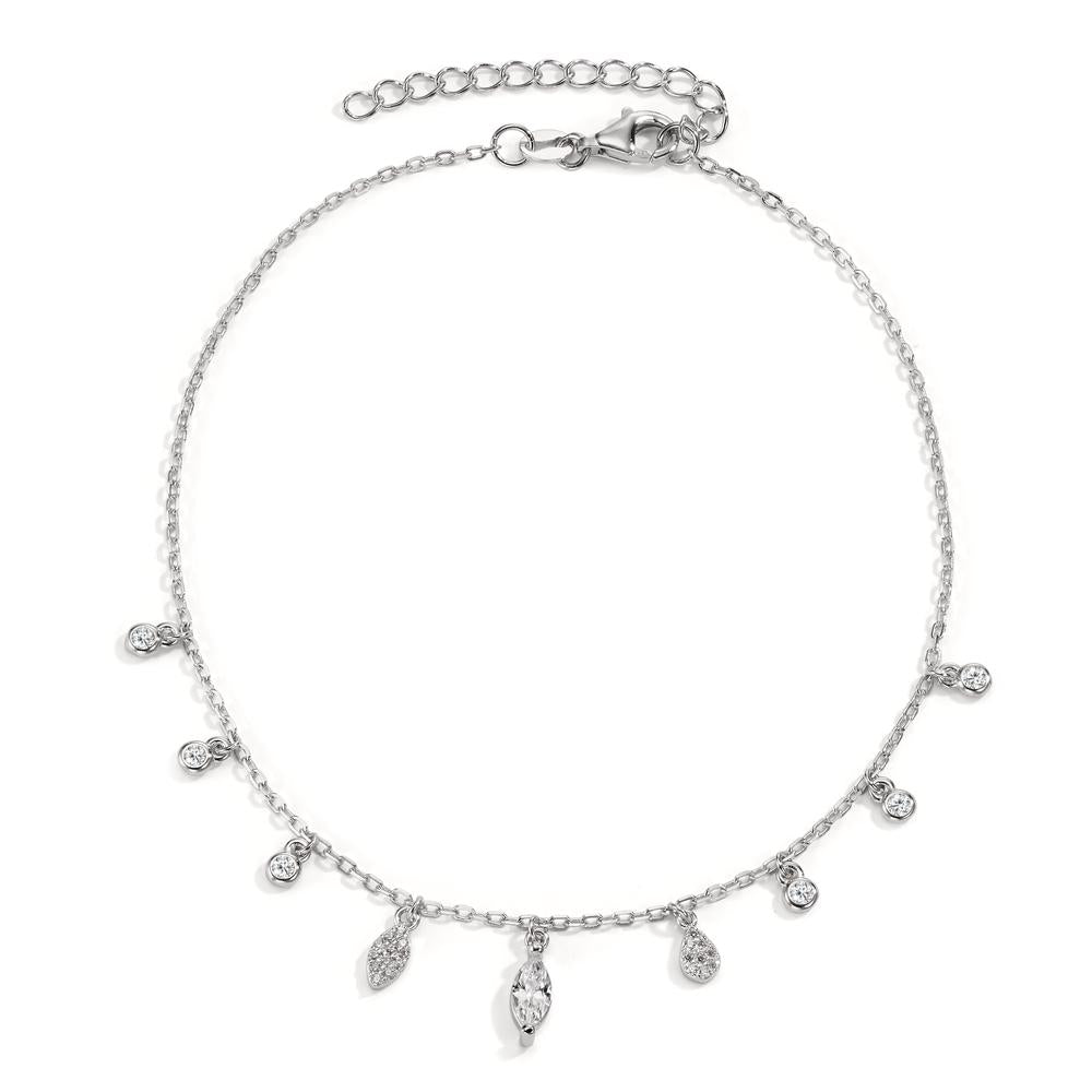 Anklet Silver Zirconia Rhodium plated 23-27 cm