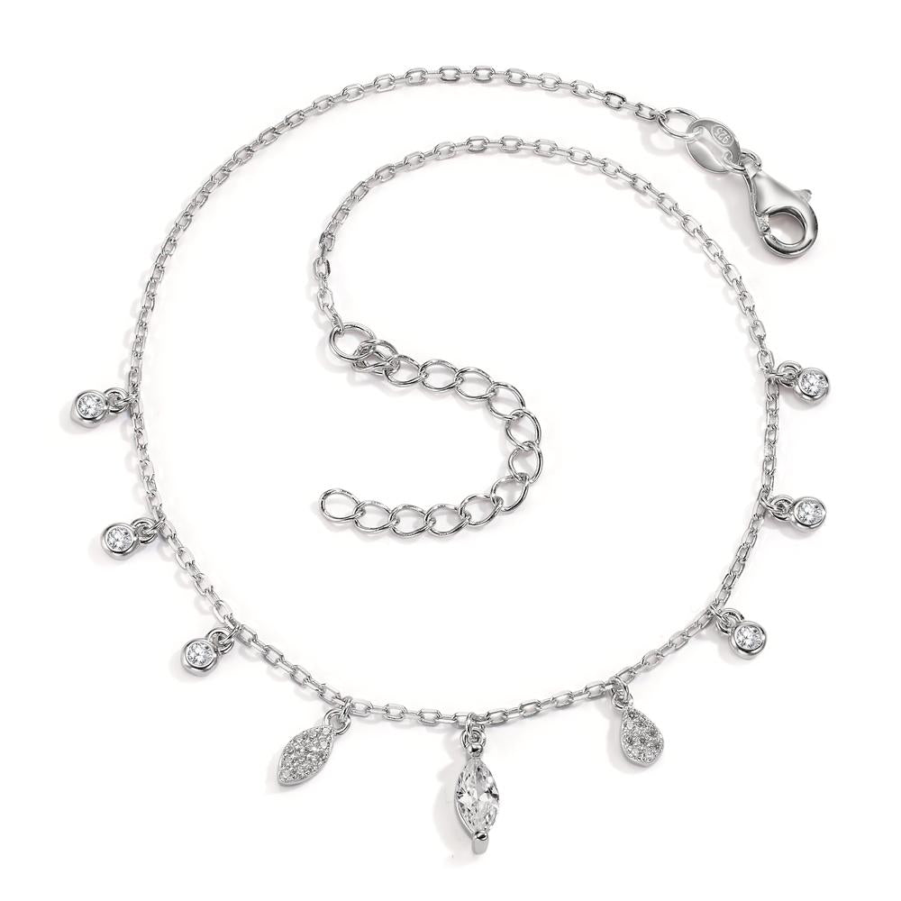 Anklet Silver Zirconia Rhodium plated 23-27 cm