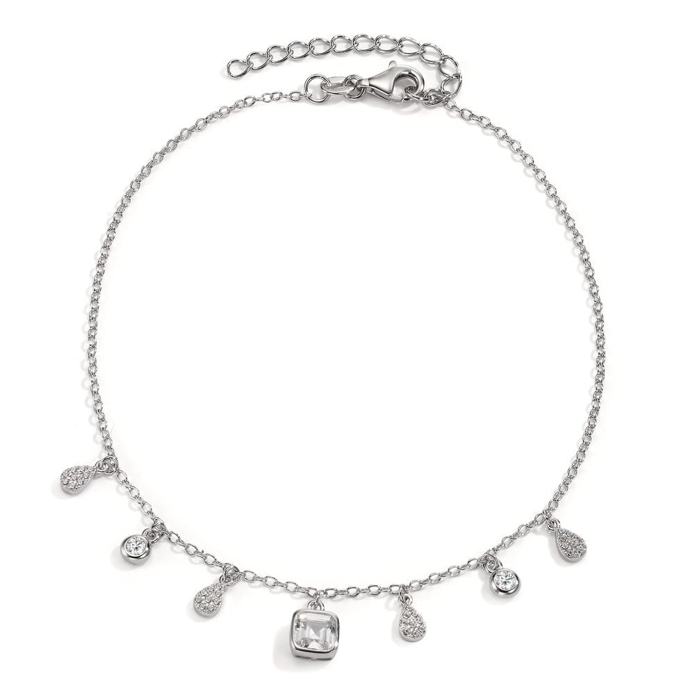 Anklet Silver Zirconia Rhodium plated 23-27 cm