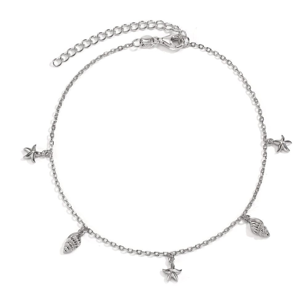 Anklet Silver Zirconia Rhodium plated Shell 22-27 cm