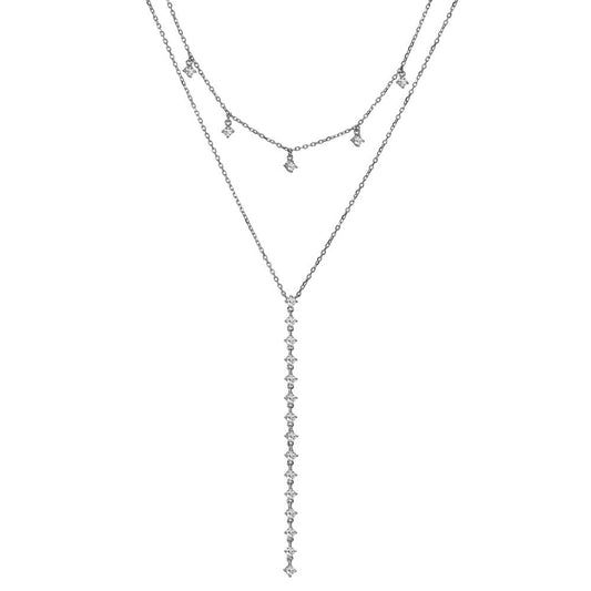 Necklace Silver Zirconia Rhodium plated 37-42 cm