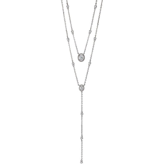 Necklace Silver Zirconia Rhodium plated 40-45 cm