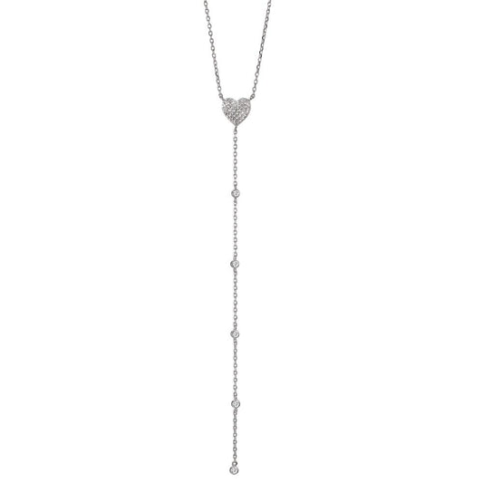 Necklace Silver Zirconia Rhodium plated Heart 41-46 cm