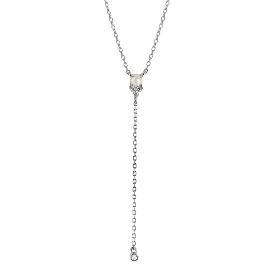 Necklace Silver Zirconia, Quartz crystal White Rhodium plated 39-44 cm