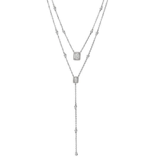 Necklace Silver Zirconia Rhodium plated 39-44 cm