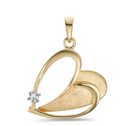 Pendant 9k Yellow Gold Zirconia Heart Ø14 mm