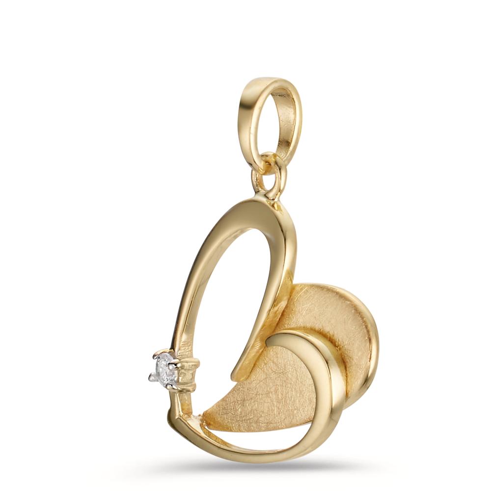 Pendant 9k Yellow Gold Zirconia Heart Ø14 mm