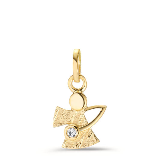 Pendant 18k Yellow Gold Diamond 0.015 ct, w-si Guardian Angel Ø8 mm