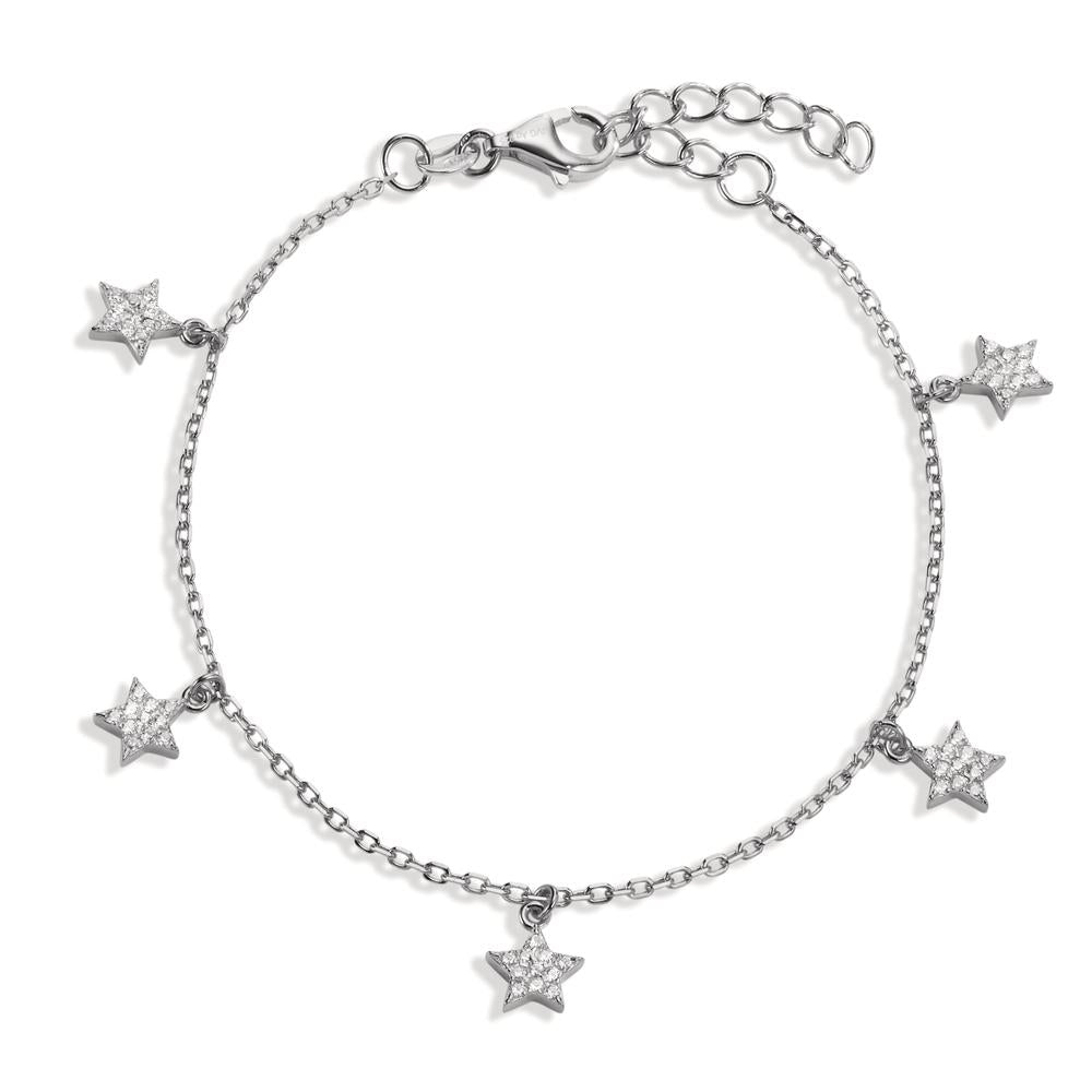 Bracelet Silver Zirconia Rhodium plated Star 16-19 cm