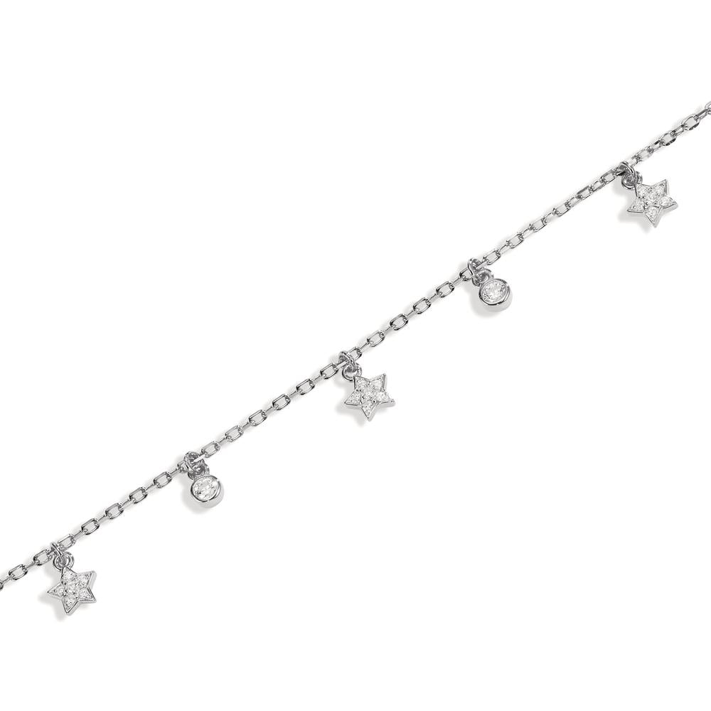 Bracelet Silver Zirconia Rhodium plated Star 16-19 cm