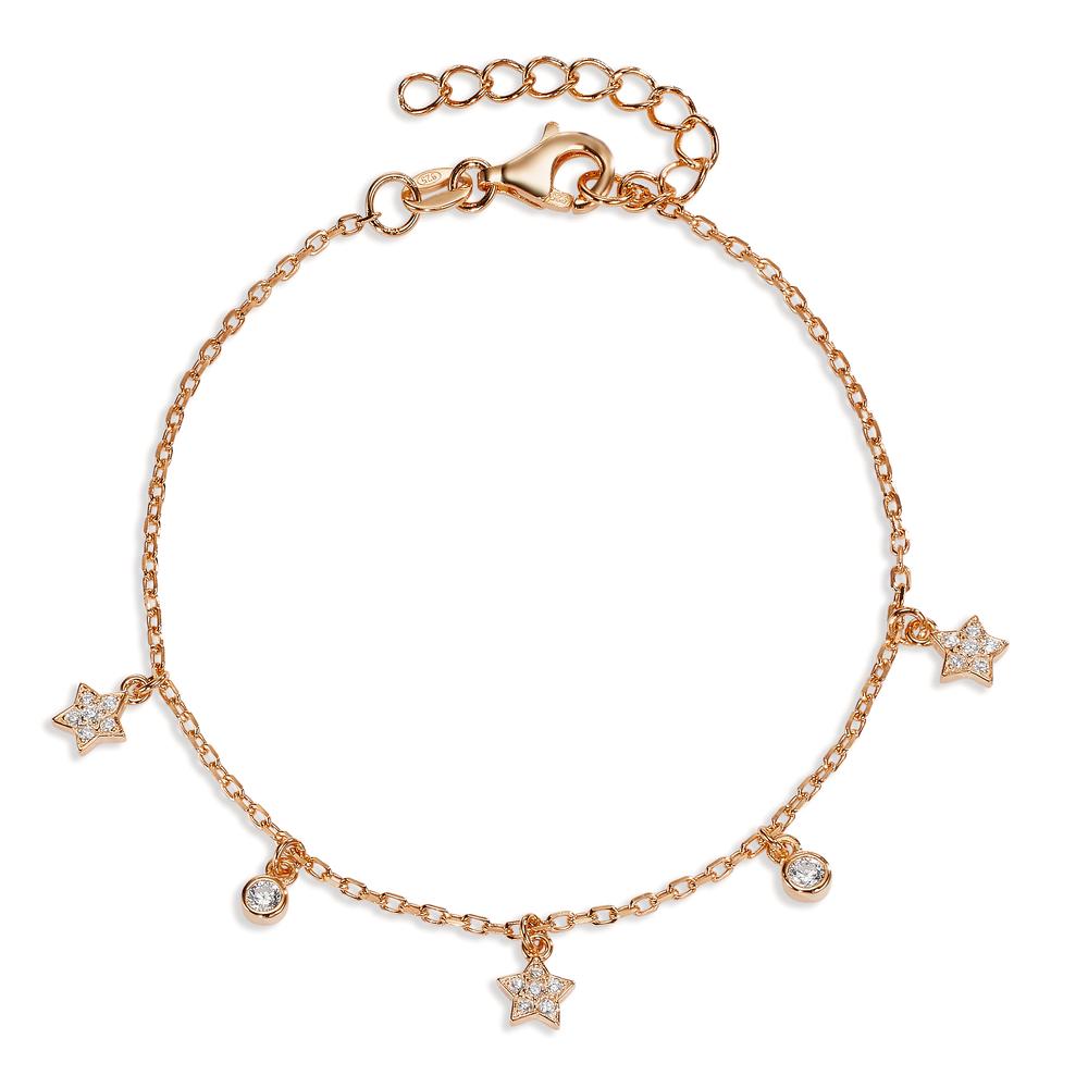 Bracelet Silver Zirconia Rose Gold plated Star 16-19 cm