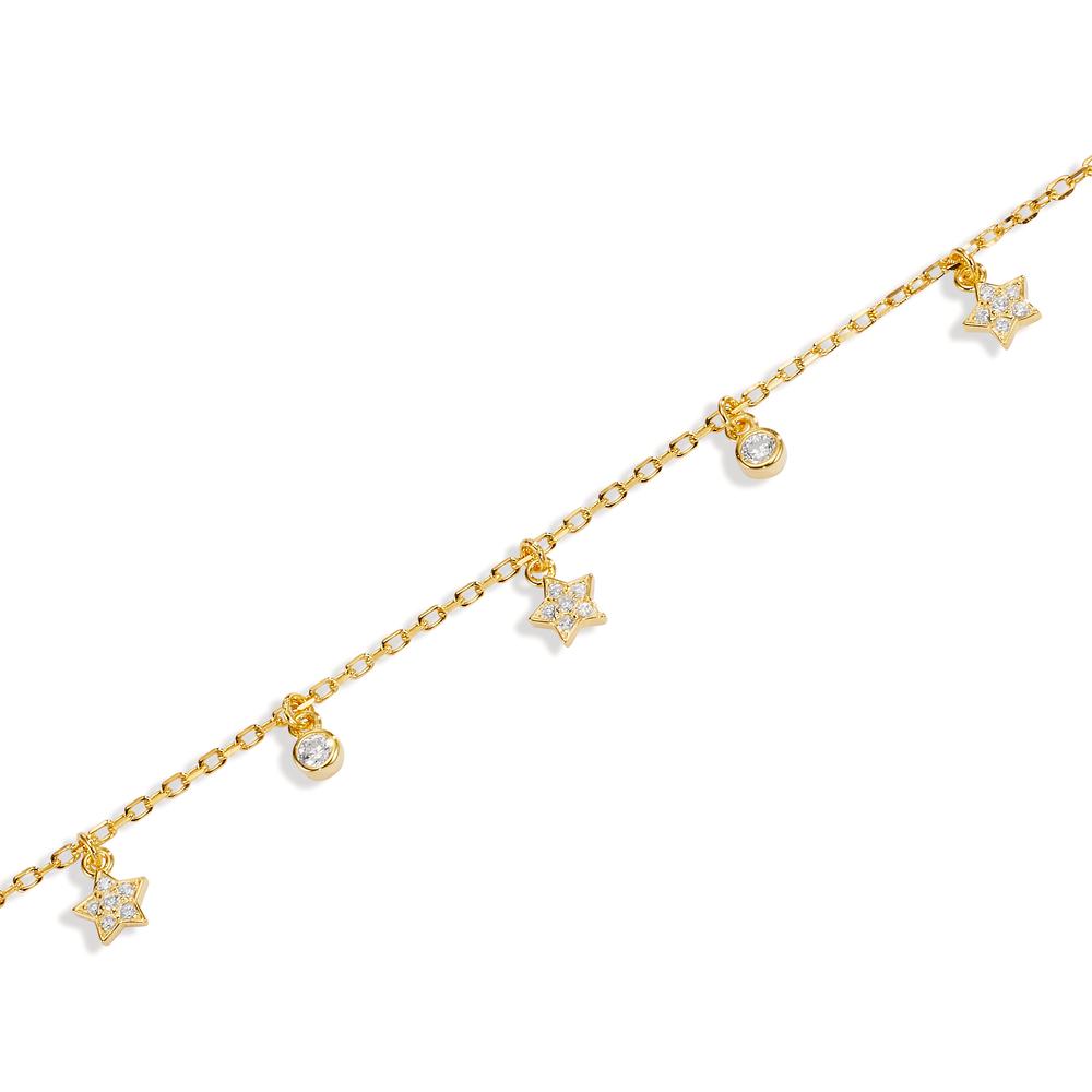 Bracelet Silver Zirconia Yellow Gold plated Star 16-19 cm