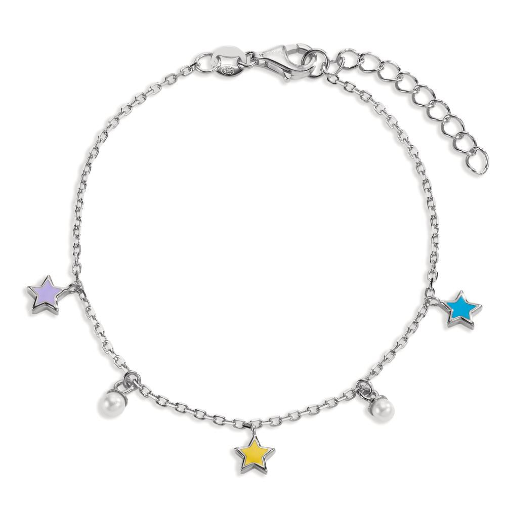 Bracelet Silver Rhodium plated Shining pearls Star 16-19 cm