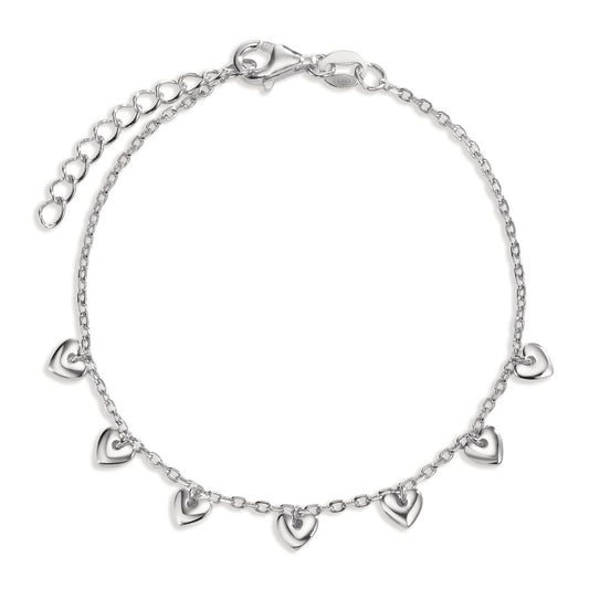 Bracelet Silver Rhodium plated Heart 16-19 cm