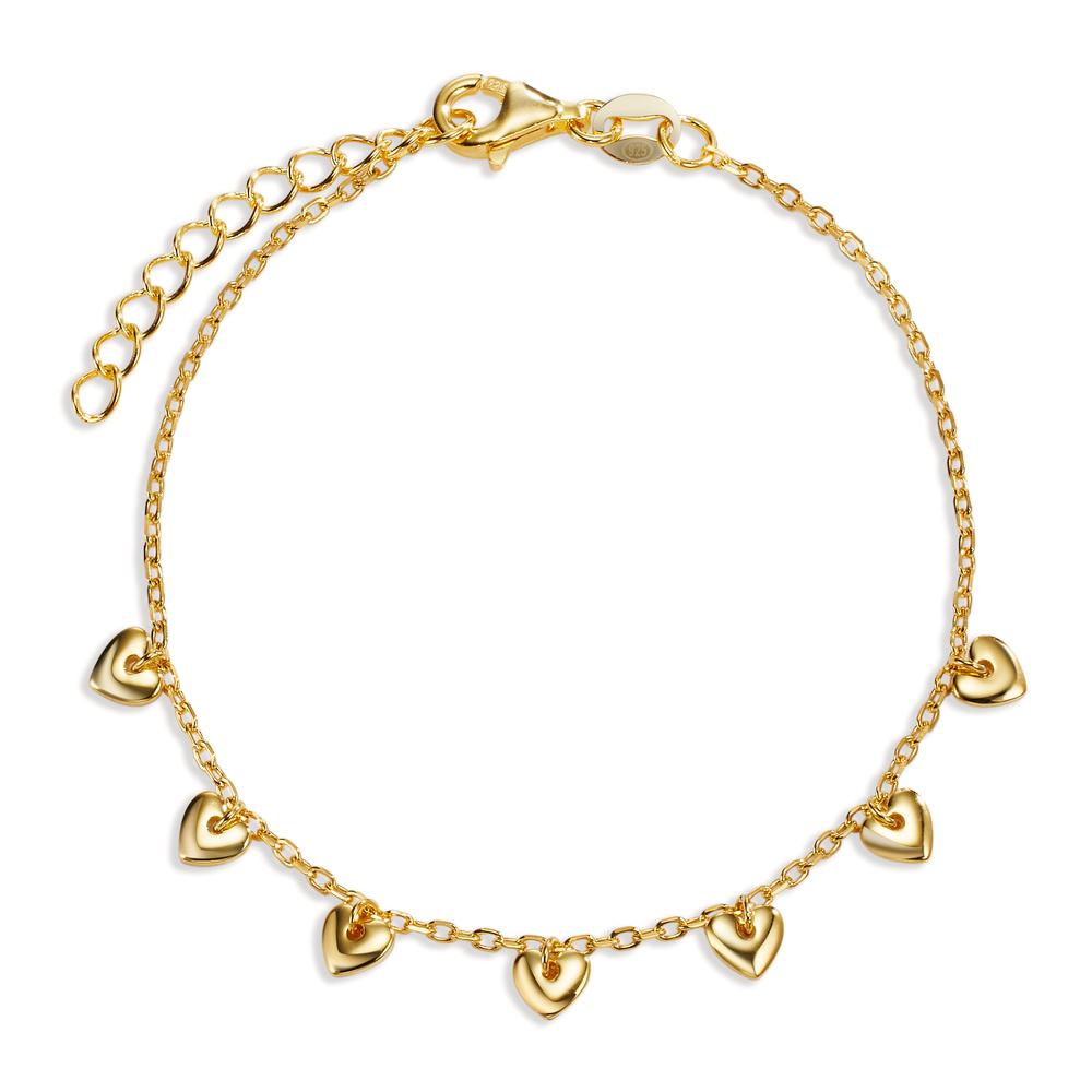 Bracelet Silver Yellow Gold plated Heart 16-19 cm