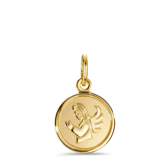 Engravable pendant 18k Yellow Gold Guardian Angel Ø10 mm