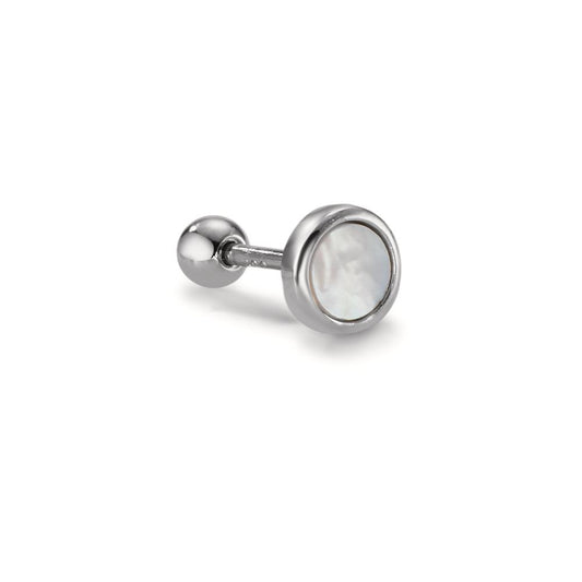 Piercing Silver Rhodium plated Mother of pearl Ø5 mm