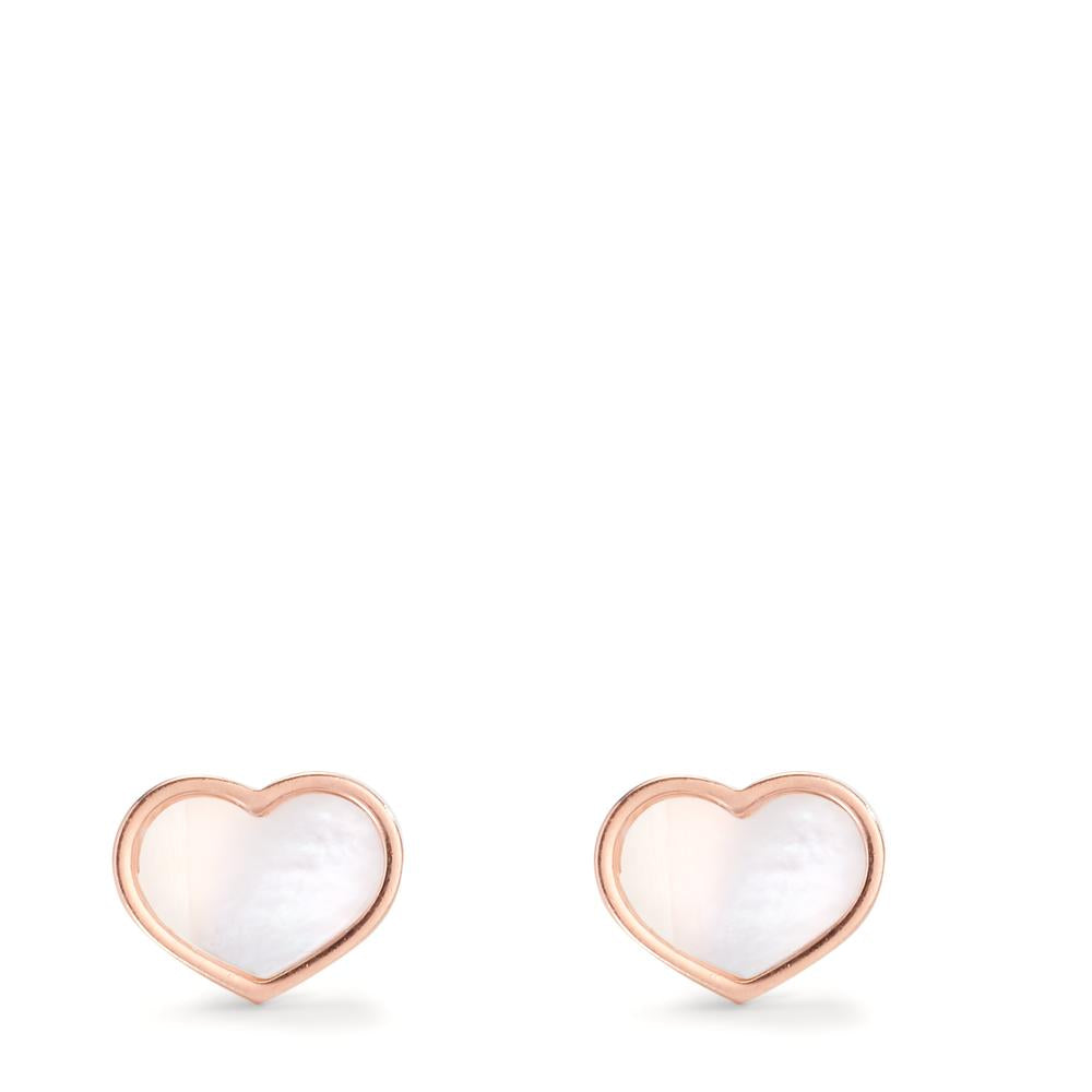 Stud earrings Silver Rose Gold plated Mother of pearl Heart Ø8 mm