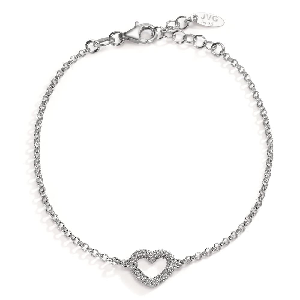 Bracelet Silver Rhodium plated Heart 17-19 cm