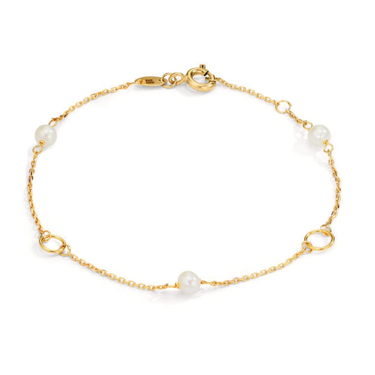 Bracelet 9k Yellow Gold Freshwater pearl 17-18.5 cm