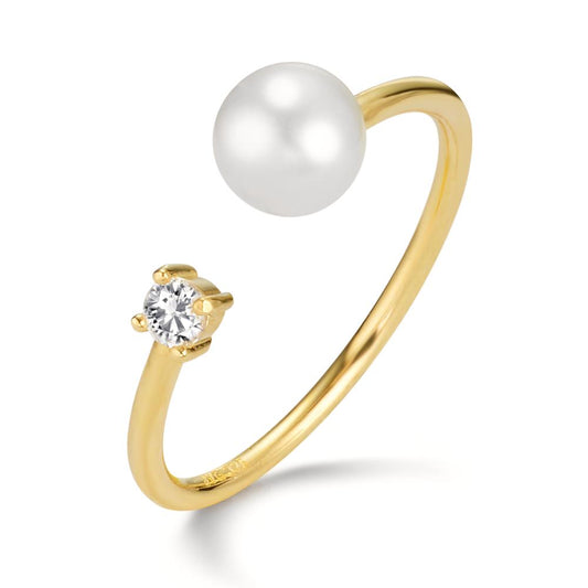 Ring 9k Yellow Gold Zirconia Freshwater pearl
