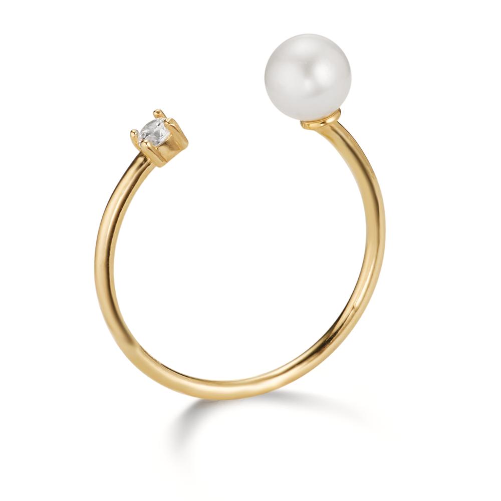 Ring 9k Yellow Gold Zirconia Freshwater pearl