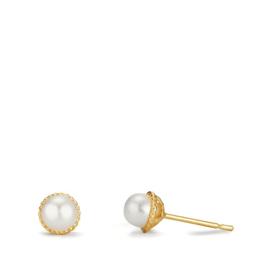 Stud earrings 9k Yellow Gold Freshwater pearl Ø5 mm
