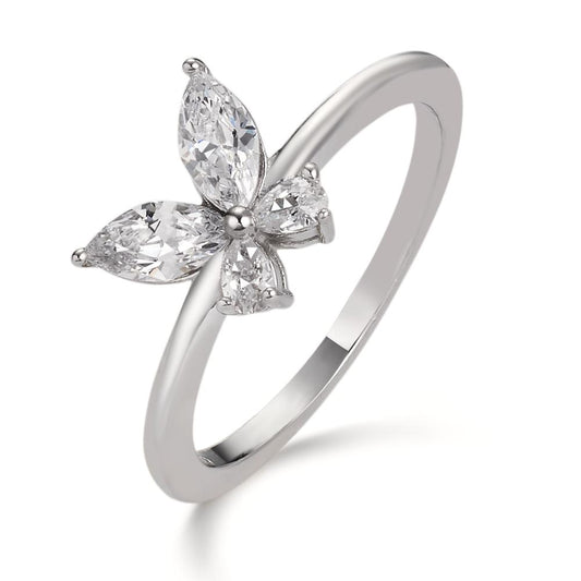 Ring Silver Zirconia 4 Stones Rhodium plated Butterfly Ø8.5 mm