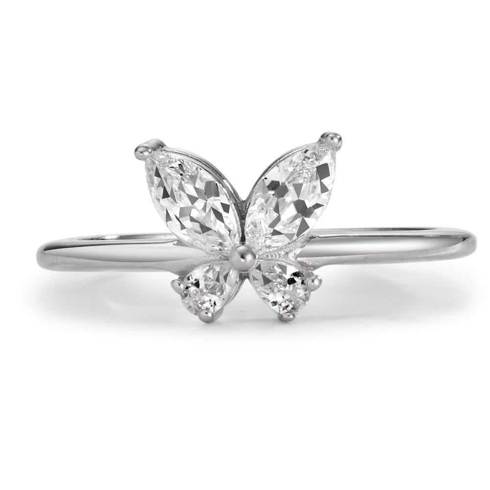 Ring Silver Zirconia 4 Stones Rhodium plated Butterfly Ø8.5 mm