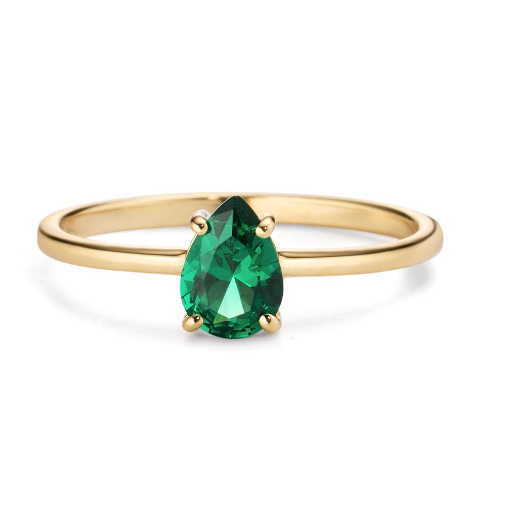 Ring 14k Yellow Gold Zirconia Green